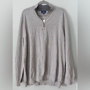 Brooks Brothers 1/4 Zip 100% Cotton Lightweight Grey Sweater Mens Size XXL NWT